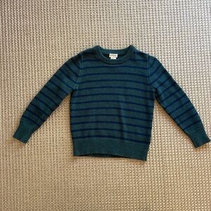Crewcuts XS dark green and navy striped sweater with brown elbow patches